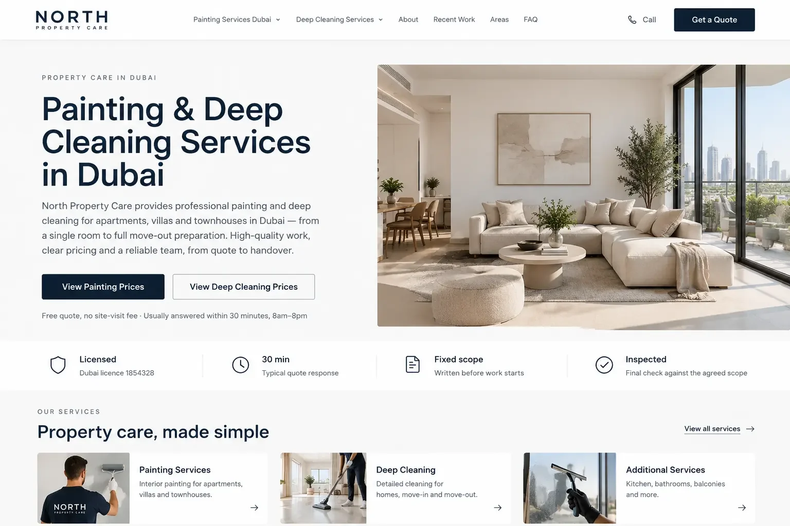 North Property Care website design by QashLabs