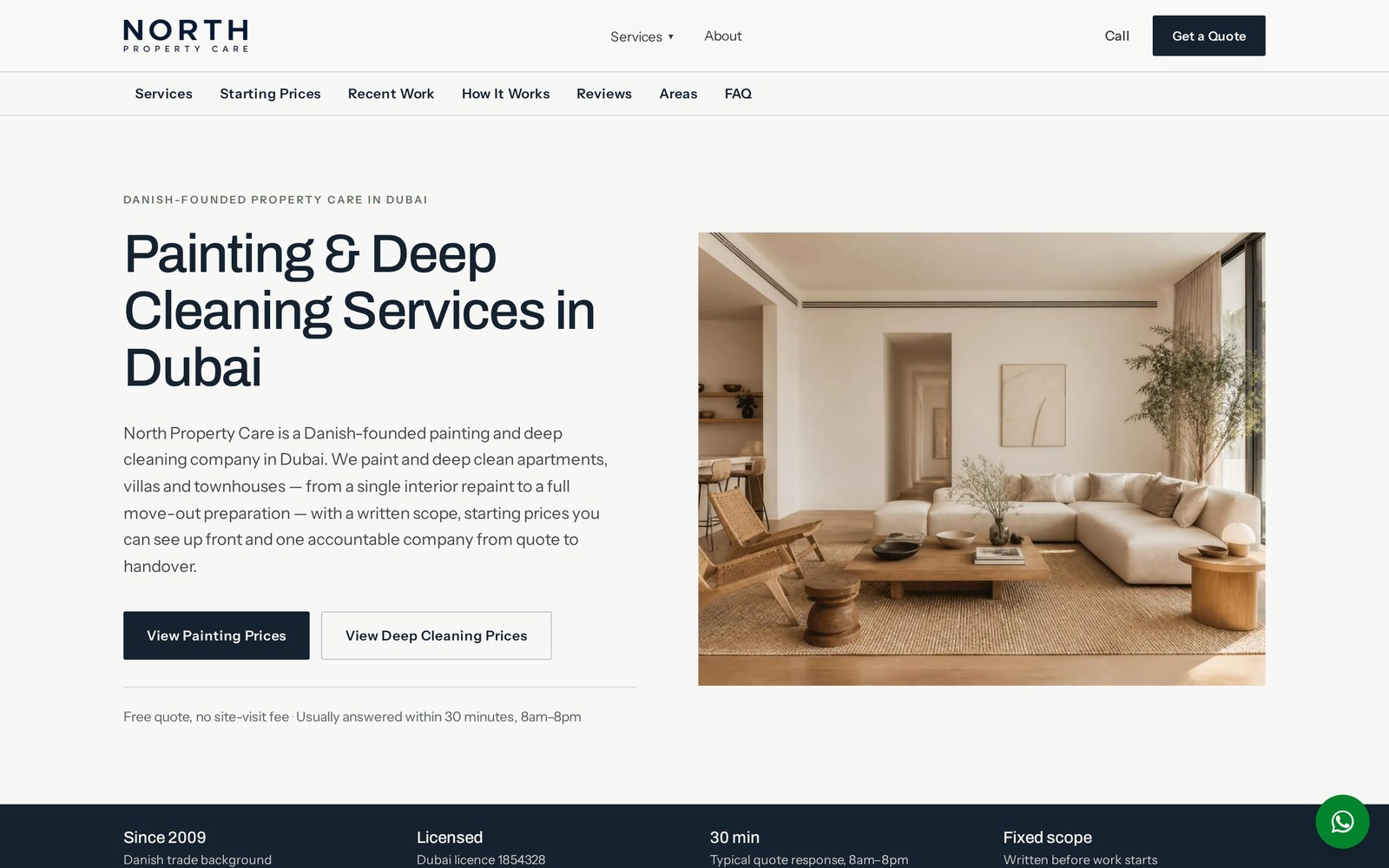 Preview of the North Property Care website homepage built by QashLabs