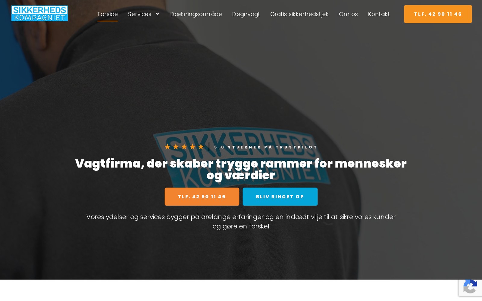 Preview of the Sikkerhedskompagniet security company website homepage built by QashLabs
