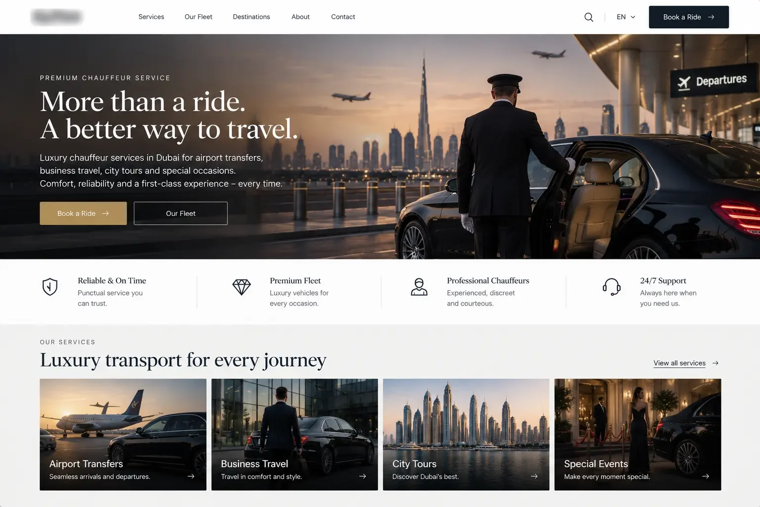Premium Chauffeur Service website design by QashLabs