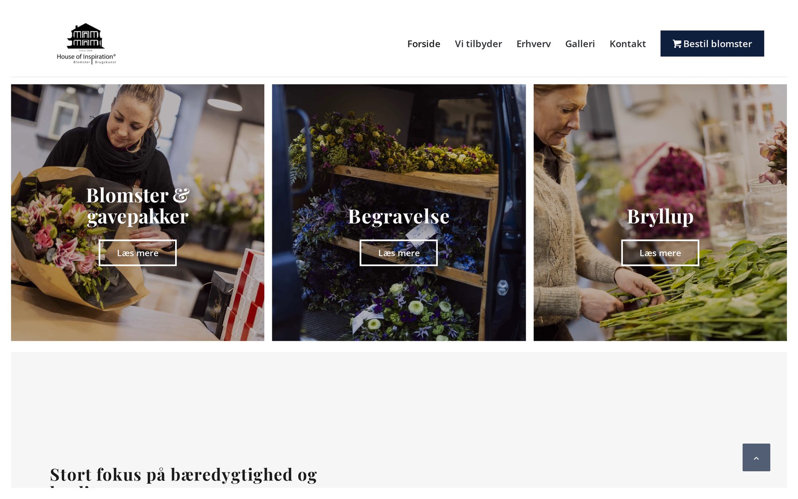 Preview of the House of Inspiration flower business website built by QashLabs